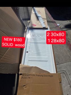 ✨️ $180 solid wood Prehung Door-Right hand solid wood 
We have 2 30x80 
1 28x80 available