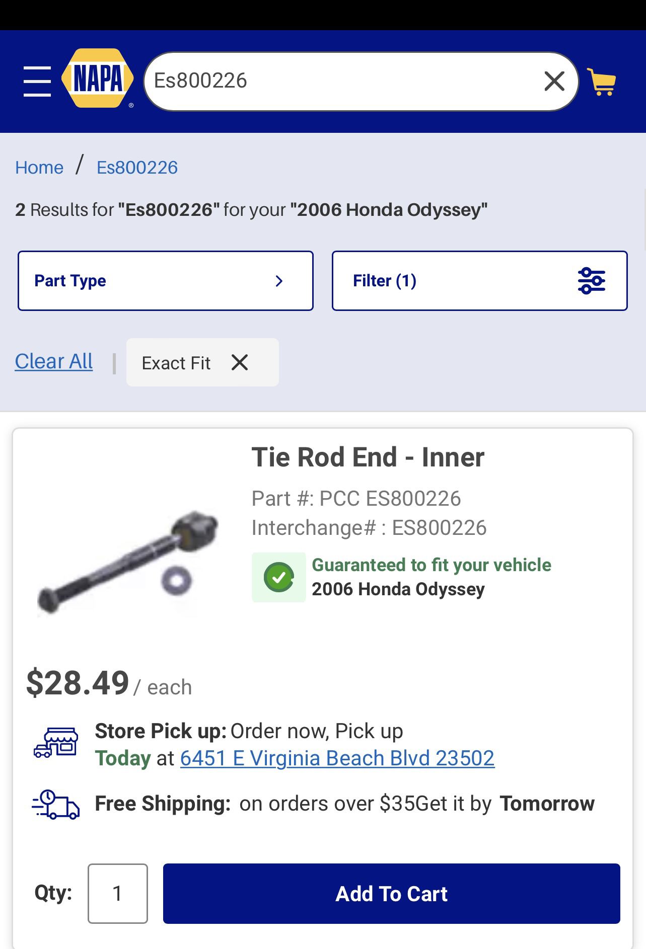 Inner Tire Rod Auto Part Honda Odyssey Or Similar 