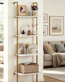 2 shelf’s gold and marble