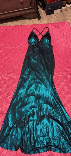 metallic teal maxi dress size M