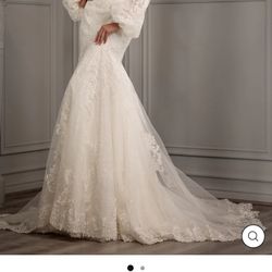 New Abby Lane Lace Wedding Dress With Detachable Sleeves Size 16