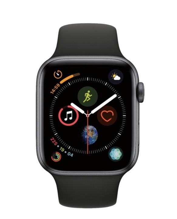 Apple - Apple Watch Series 4 (GPS + Cellular) 44mm Space Gray Aluminum Case with Black Sport Band - Space Gray Aluminum