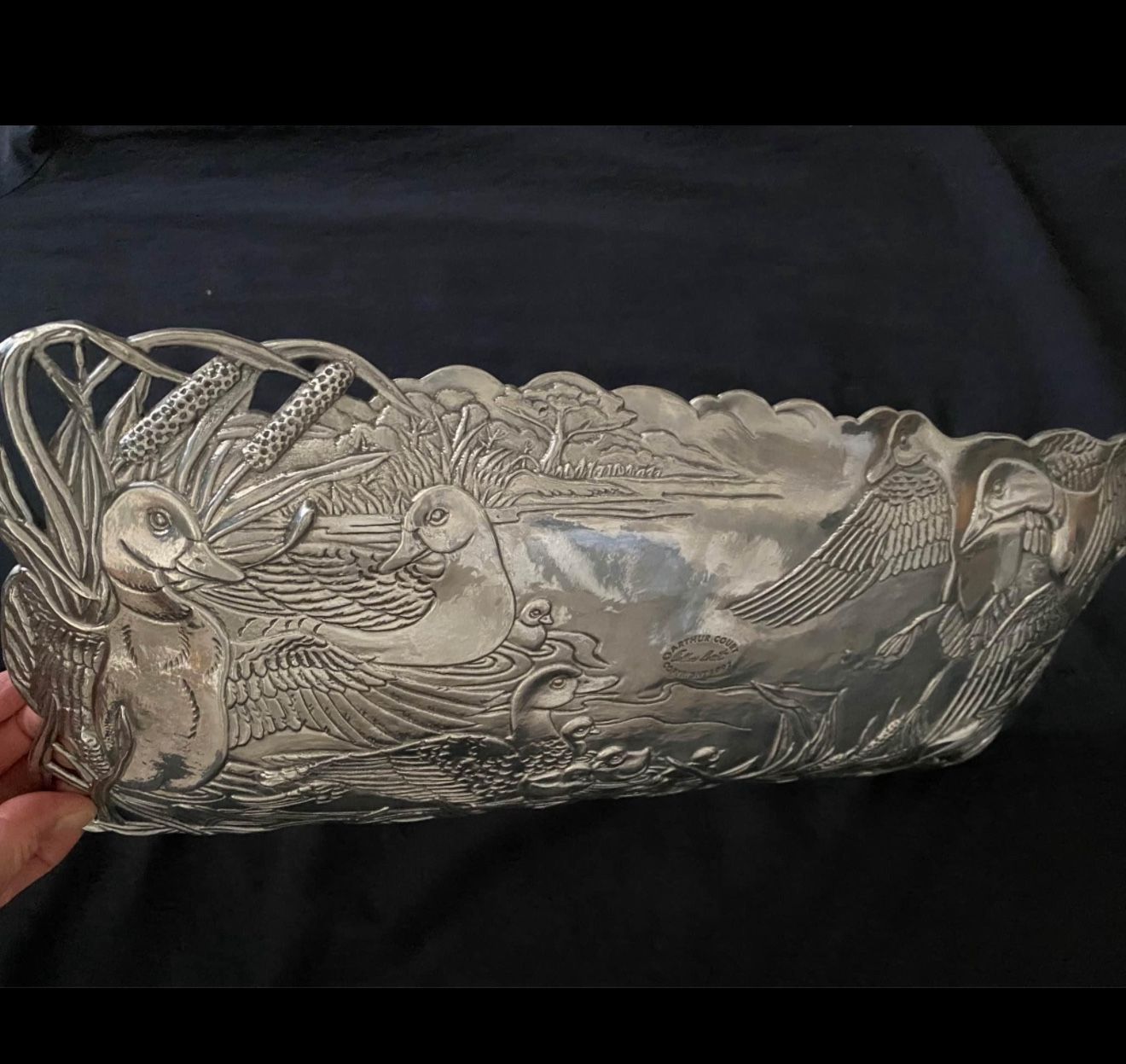 Vintage Pewter Duck Platter
