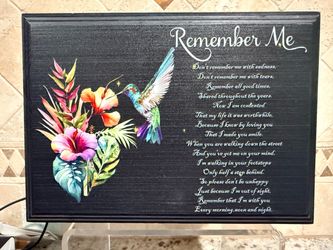 Remember Me Hummingbird Memorial Cremation box Plaque box