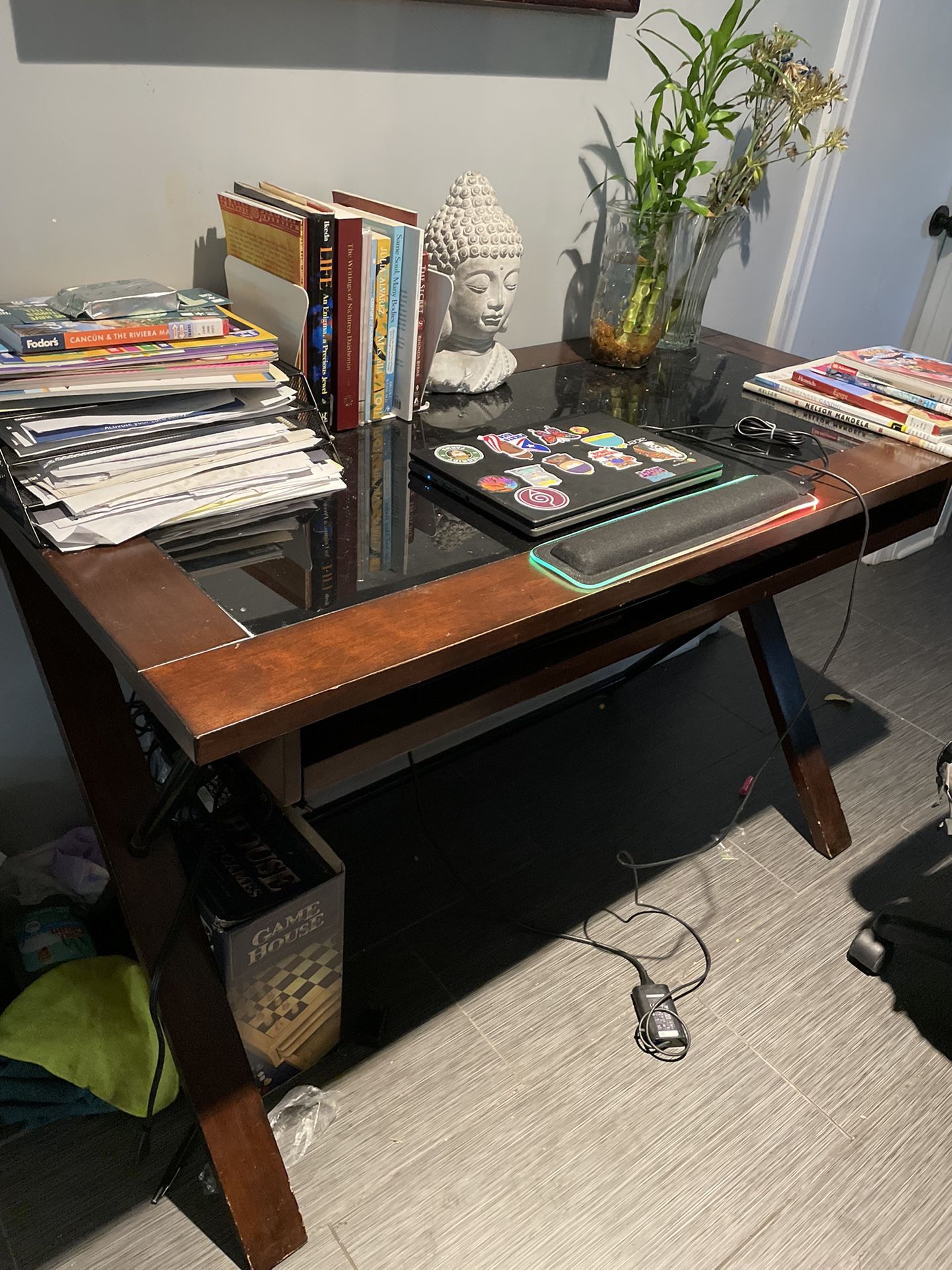 Wood And Glass Desk