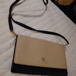 kate spade purse /clutch Cream/ black pebbled  leather