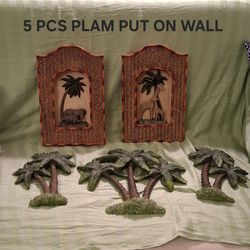 5 PCS PLAM TREE 🌳 AND ANIMALS  TREE  VERY NICE BEAUTIFUL, PUT ON WALL ROOM $100.