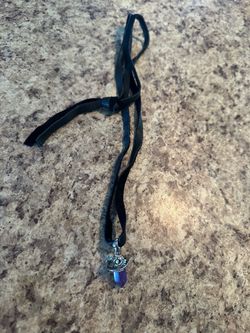Amethyst Witch Hat Pendant with black leather strap
