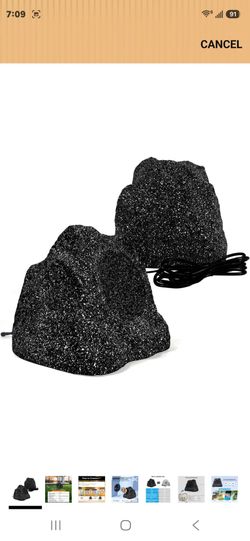 STUDIOFINIX 8" Outdoor Rock Bluetooth Speakers Waterproof Powerful 600 Watt Deep Bass All Weather Durable for Outdoor Garden Pool Patio Deck Porch BBQ
