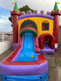 Water slide with castle
