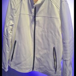 Calvin Klein White Faux Leather Jacket - New with Tags