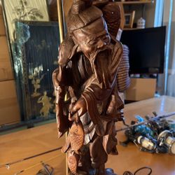 Vintage. Crafted Wooden Lamp 
