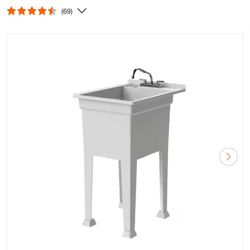 Glacier Bay 18 in.W x 24 in.D x 35 in. H Freestanding Laundry/Utility Sink Stainless  With Faucet $79