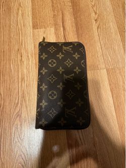 Louis Vuitton Brown Monogram Zip Wallet with Gold Hardware