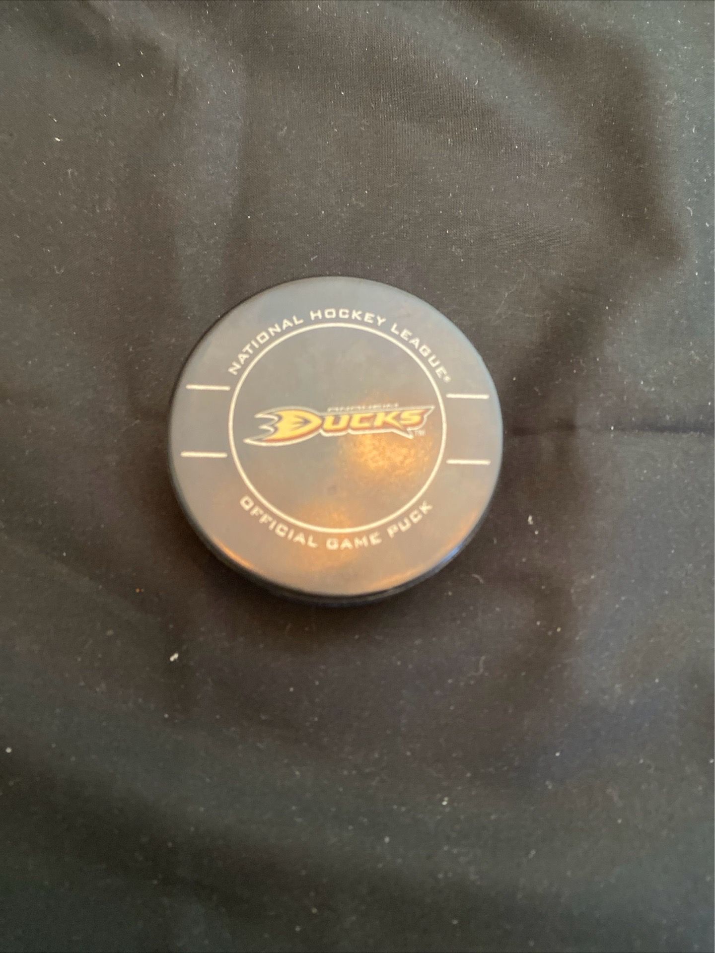 Anaheim Ducks NHL Official Game Puck Inglasco Made In Canada Gary B Bettman