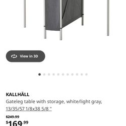 KALLHÄLL Gateleg table with storage, white/light gray, 13/35/57 1/8x38 5/8 "