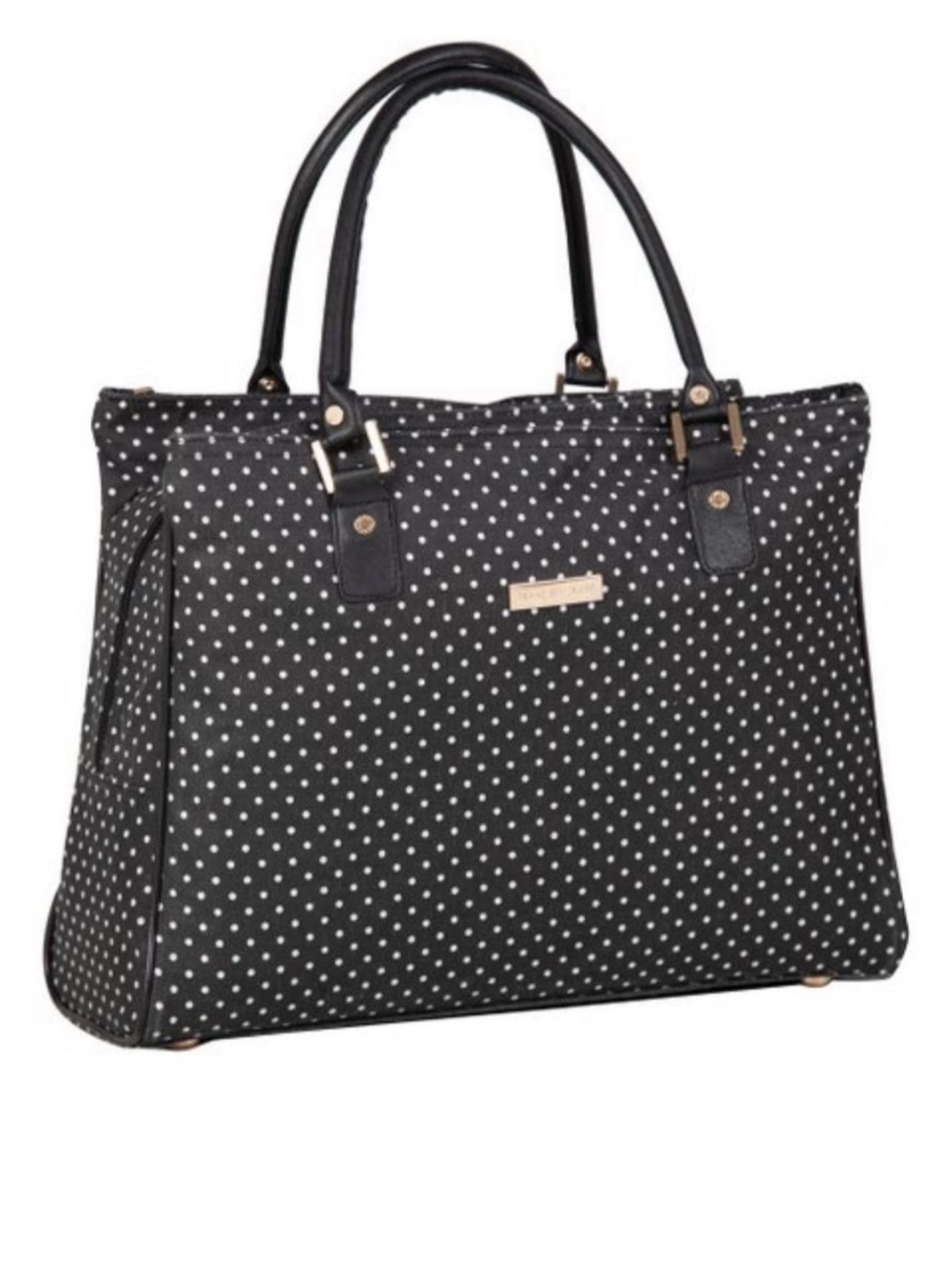 NEW Isaac Mizrahi Black & White Pin dot Soho Deluxe Travel Bag