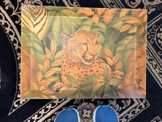Large TIGER VANITY, SERVING, OR WALL ART TRAY. Display Or Use.  Jingle Safari Tommy Bahama Ralph Lauren Polo Theme. 