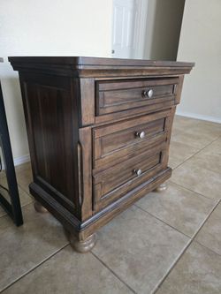 Dark Brown Wood 2-Drawer Nightstands