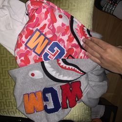 Grey Pink Bape Hoodie Used Come Shop !!