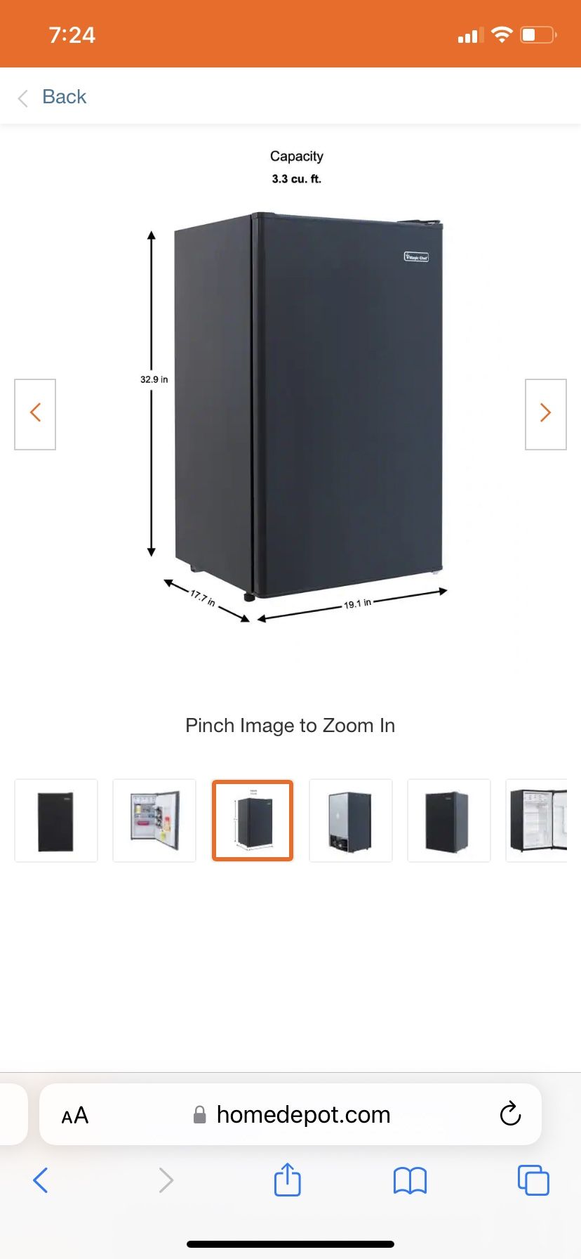 Magic Chef Mini Fridge 3.3 cu ft.