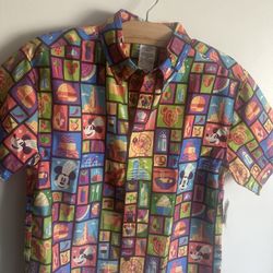 Colorful Disney Food & Wine Festival Button Up Short Sleeve Shirt