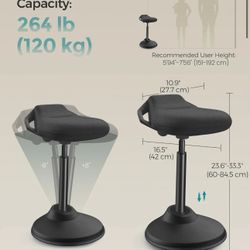 SONGMICS Standing Desk Chair Adjustable Ergonomic Wobble Stool w/ Padded Seat - Black