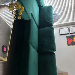 Green  Velvet Sectional Couch 