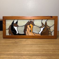 Stained Glass Metal Horse Horses Suncatcher Wall Art Deco Retro Decor 20” *Read*