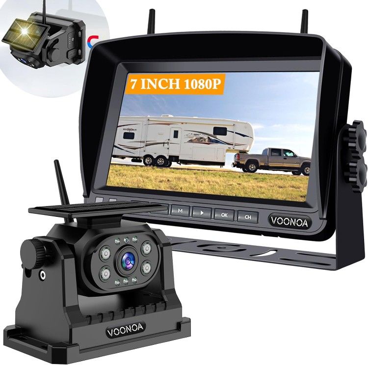 Brand NEW Voonoa Solar Wireless Magnetic Backup Camera, 9600mAh Battery Powered Rechargeable Waterproof HD Back Up Rear View Bluetooth Hitch Camera