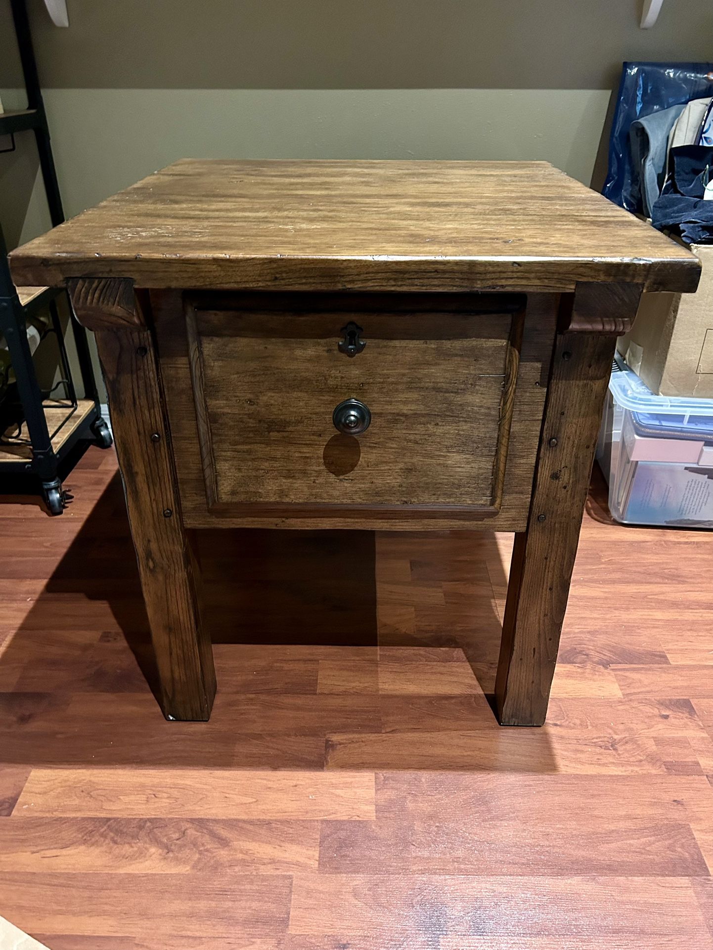 Wooden Square End Side Table with Drawer