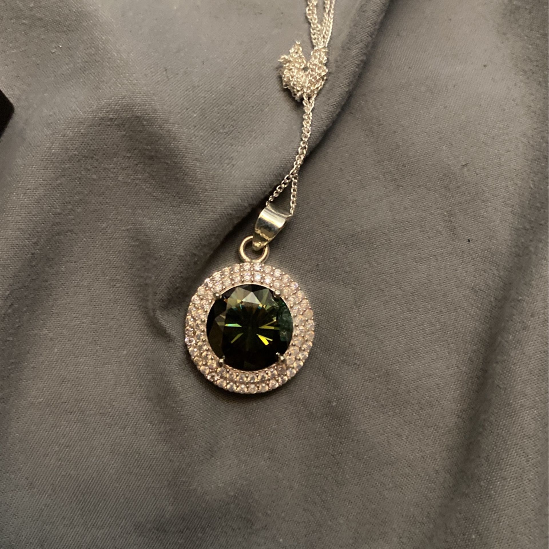 Green Diamond 18k White Gold Over Silver Pendant Necklace