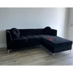 Velvet Reversible Sectional Sofa 