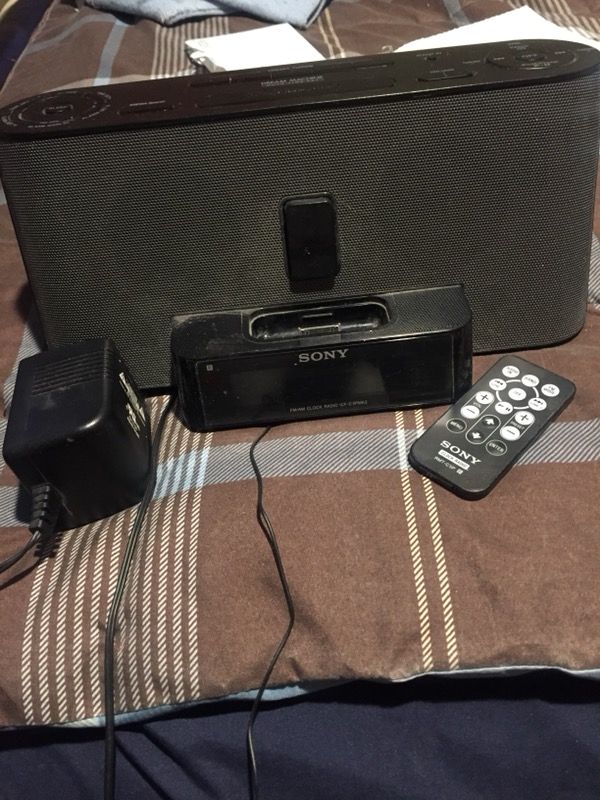 Black Sony docking station w/ remote