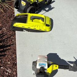 Ryobi Electric Lawn Mower Chord Walk Behind And A Ryobi 2 Stroke Weed Water 