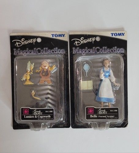 Disney: TOMY Magical Collection (2) Two / Beauty And The Beast / Belle (Normal Version) / Lumiere & Cogsworth Figurines