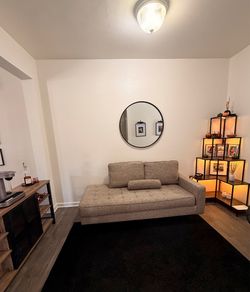 Beige Modern Loveseat – LIGHTLY USED