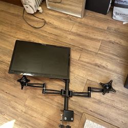 Three Arm Monitor Mount + Planar Computer Monitor