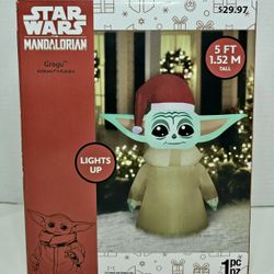 Star Wars The Mandalorian Grogu The Child 5ft Christmas Airblown Inflatable New In Box. 