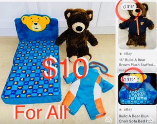 $10 For All Build A Bear Workshop 🐻 Sofa/Bed + build a Bear Teddy + Clothes scuba diving 🤿