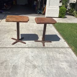 2 Dark Walnut hardwood top  tables 