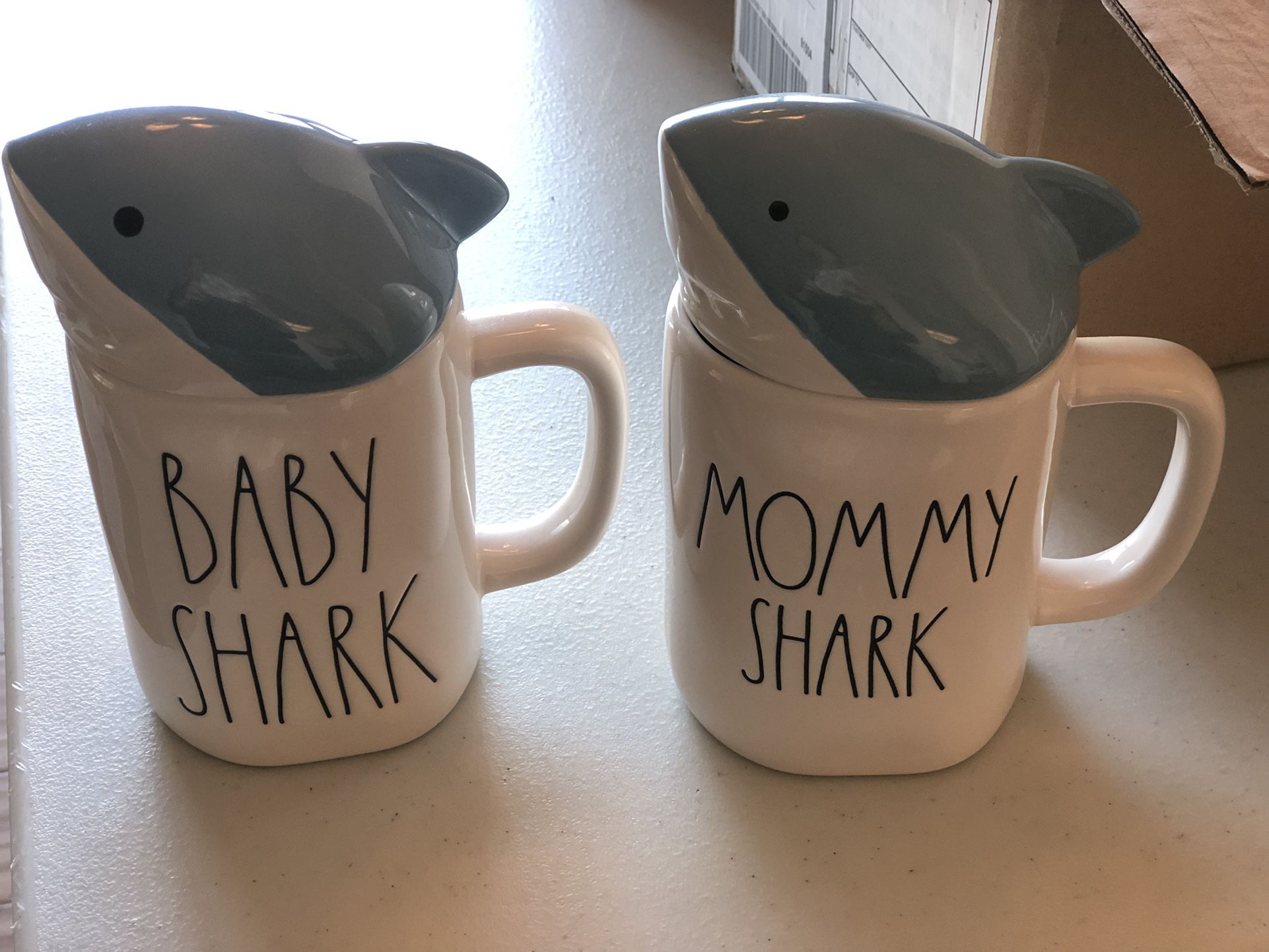 Rae Dunn Mommy Shark & Baby Shark Mugs