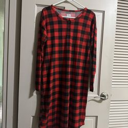 NWT Women's Red and Black Plaid Sleep Dress Size Small