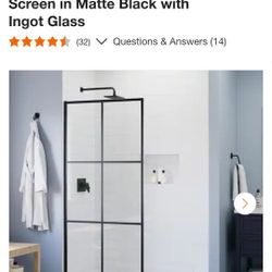 Delta

Amal 34 in W x 72 in. H Frameless Fixed Shower Door Screen in Matte Black with Ingot Glass