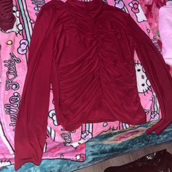 A Long Sleeve Shirt Dark Red 