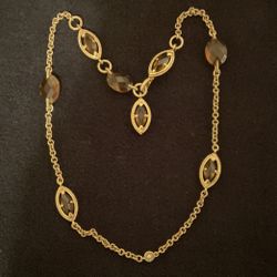 18” GoldTone Necklace With Amber Crystals,by Monet