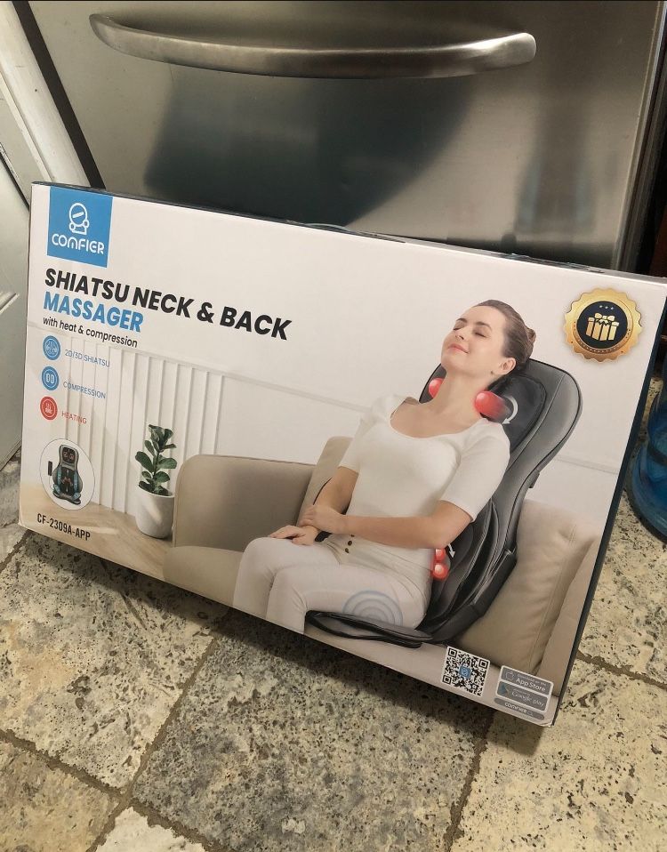 Comfier Back Massager with Heat Shiatsu Massage Chair Pad Air Compression Seat Cushion, Black