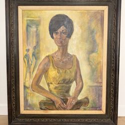 Midcentury Painting: Bacia Gordon, Portrait of a Lady (1967)