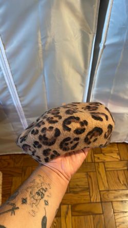 Leopard Print Wool Beret