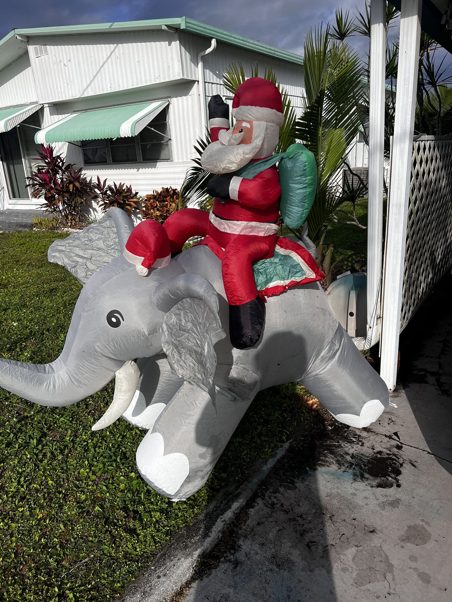 Inflatable Santa On Elephant